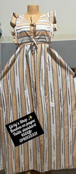 Robe longue en Coton Rayé