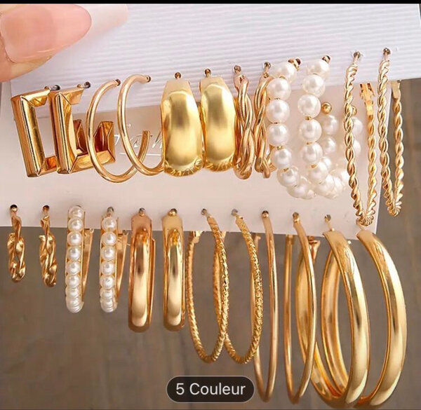 Lot de Boucles d'Oreilles Dorées