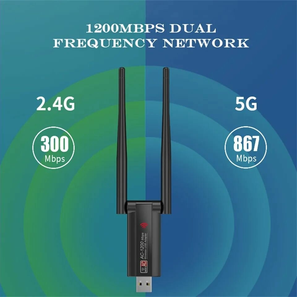 1200mps Dual-Band USB Wifi Adapter, Network Card 4 Computer