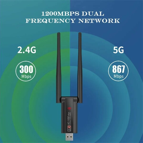 1200mps Dual-Band USB Wifi Adapter, Network Card 4 Computer