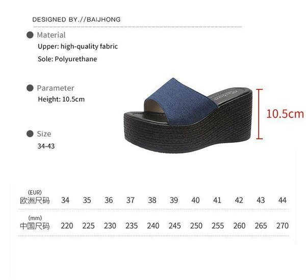 Mules Compensées Denim Femme
