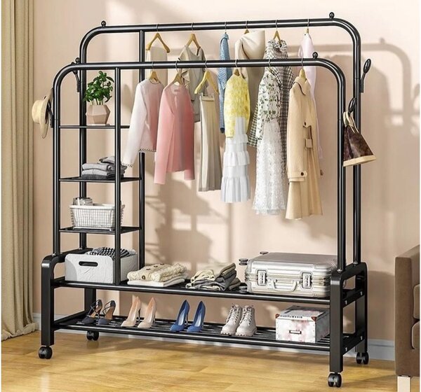 Foldable clothes hanging rack