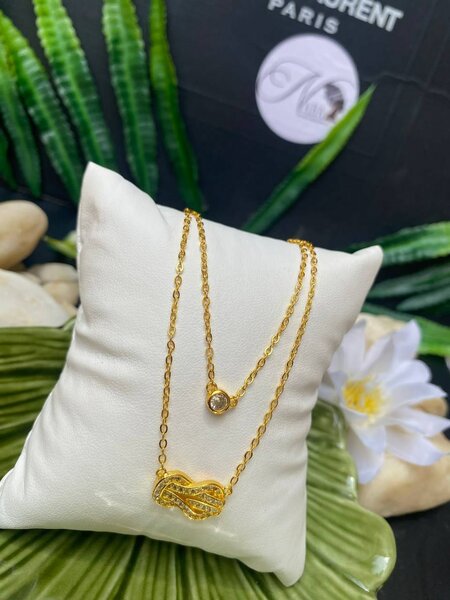 Collier en or chic double pendentif