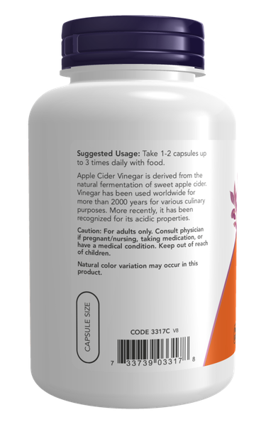 NOW APPLE CIDER VINEGAR 450MG 180,s