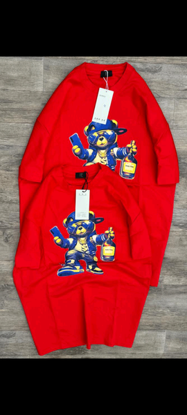 T-shirt rouge motif ours