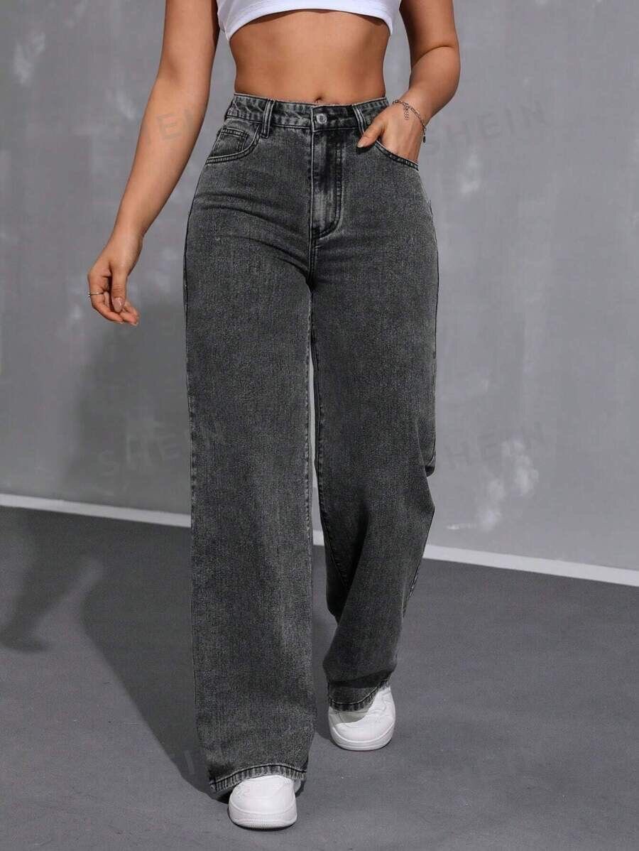 Jean large taille haute femme