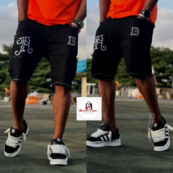 Shorts en jean noir homme