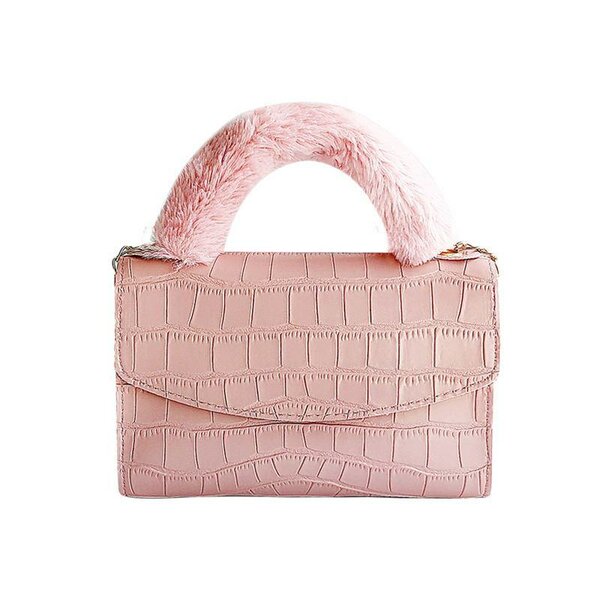 Sac  rose manche fourrur