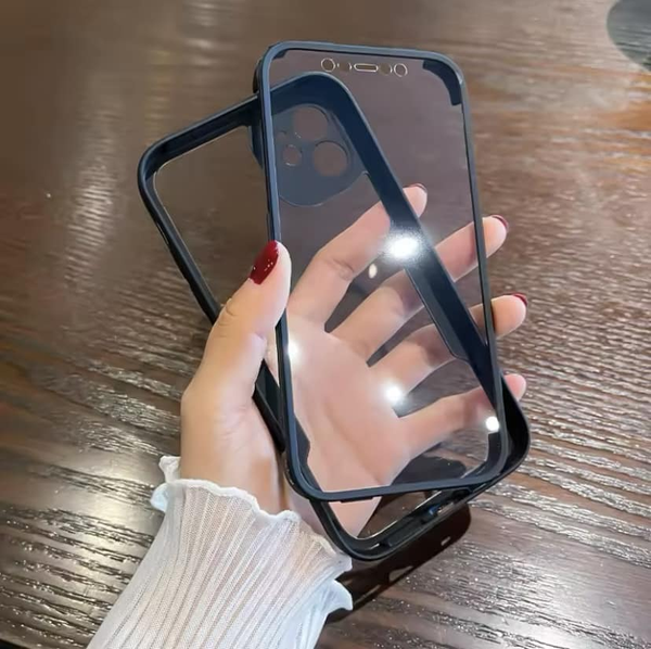 étui de téléphone transparent avec bande noire