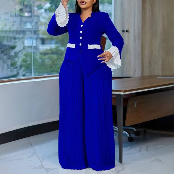 Ensemble pantalon bleu élégant