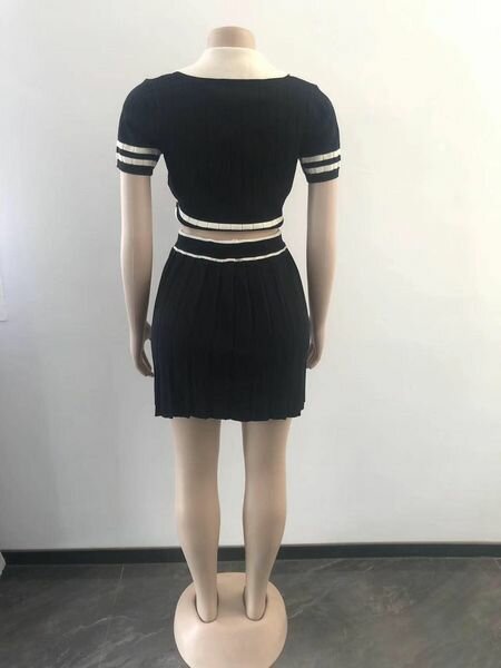 Women's costume, knitted, skirt + top, black