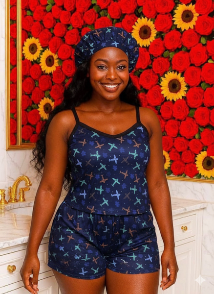 Pyjama Femme avec Bonnet Satin