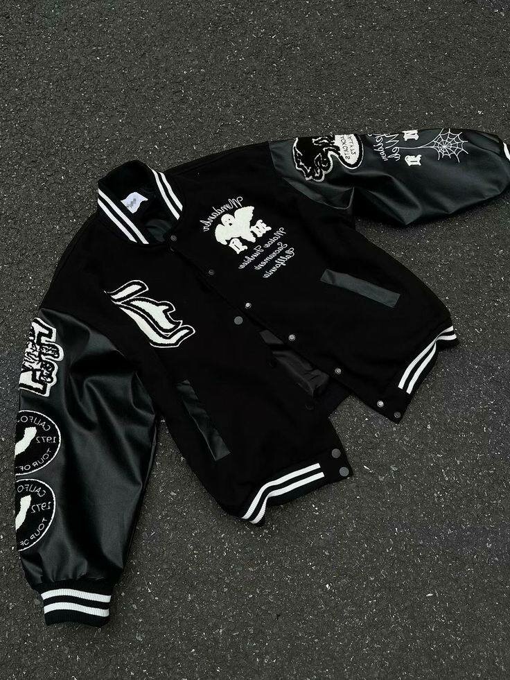 Veste varsity noir chic