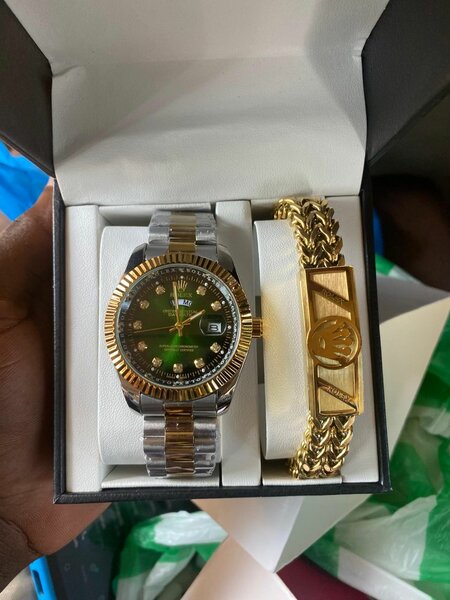 Rolex chain watch with bracelet set
