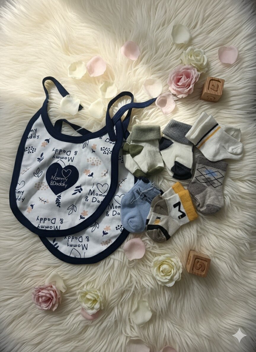 Bavoir bébé avec chaussettes