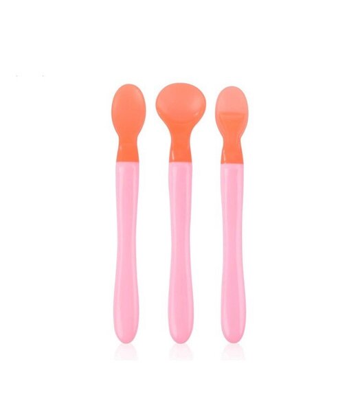 3 pack multistage silicone infant spoon - blue/pink colors