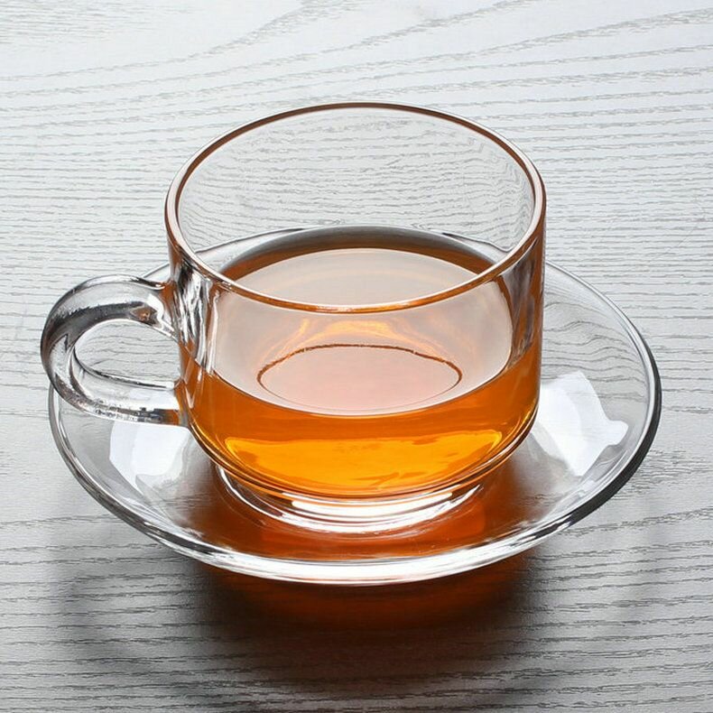 Glass Cups And Saucers Set