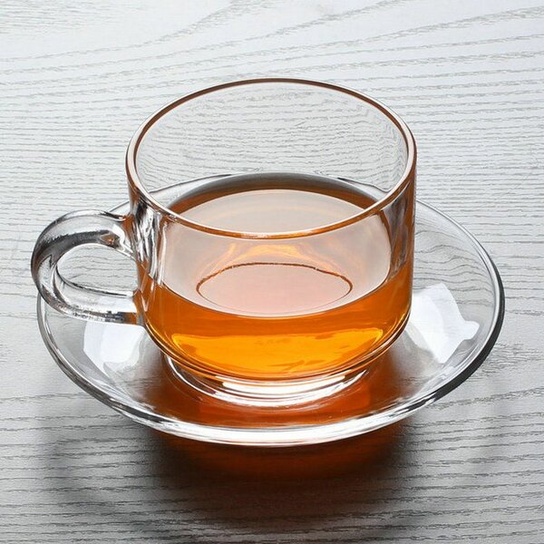 Glass Cups And Saucers Set