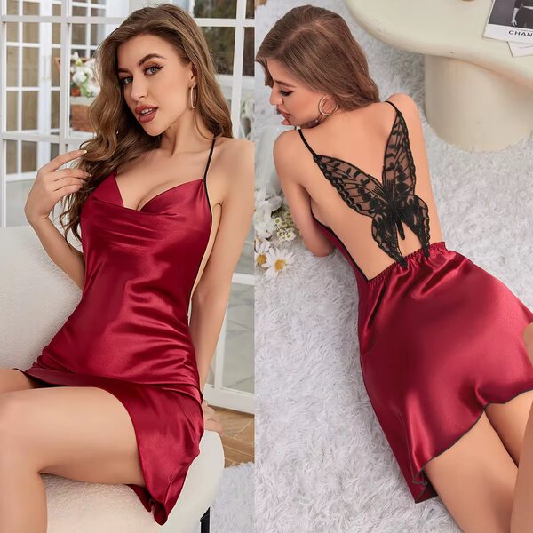 Nuisette en satin papillon luxe