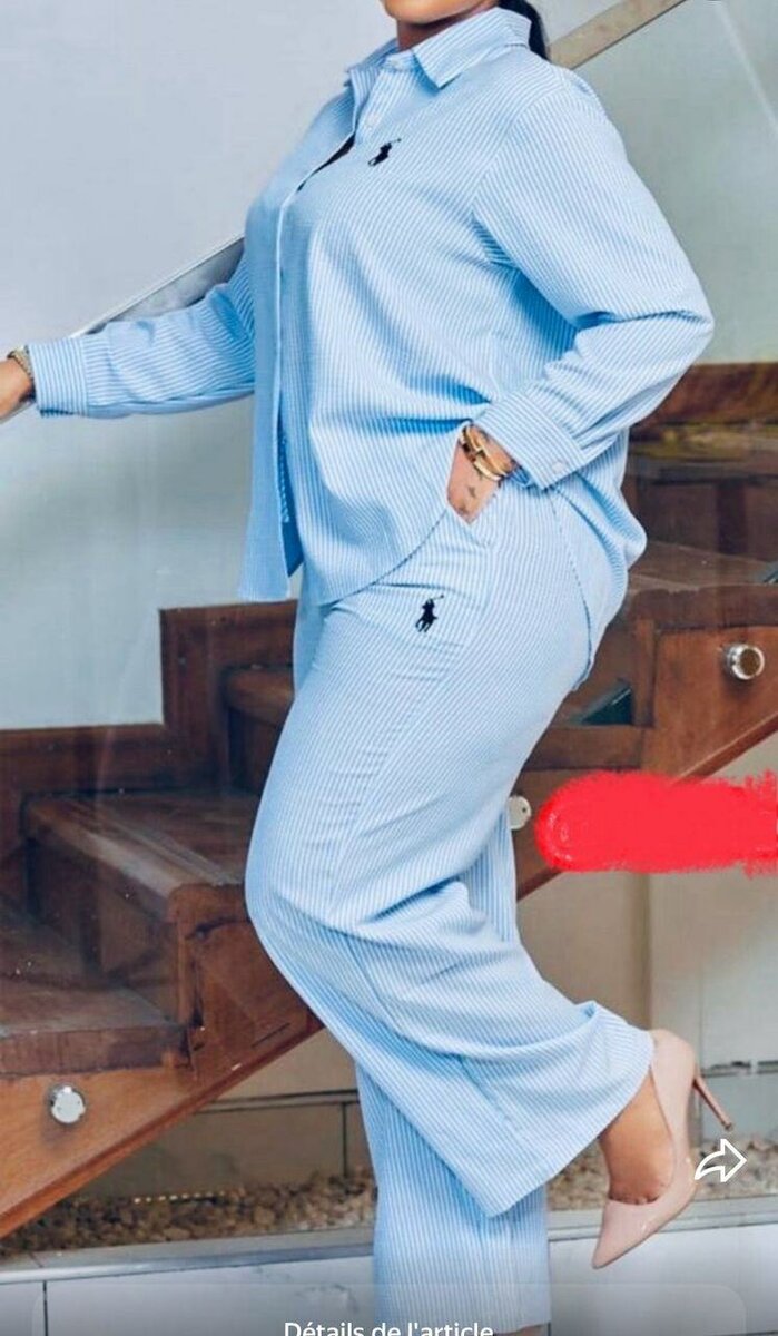 Ensemble pantalon bleu rayé
