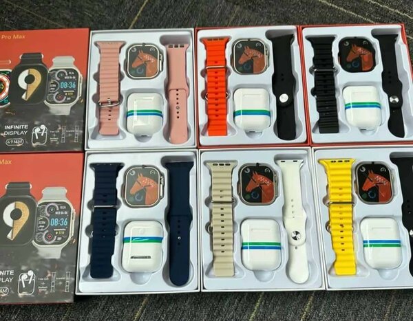 Montre intelligente connectée - 2 bracelets + Écouteurs
