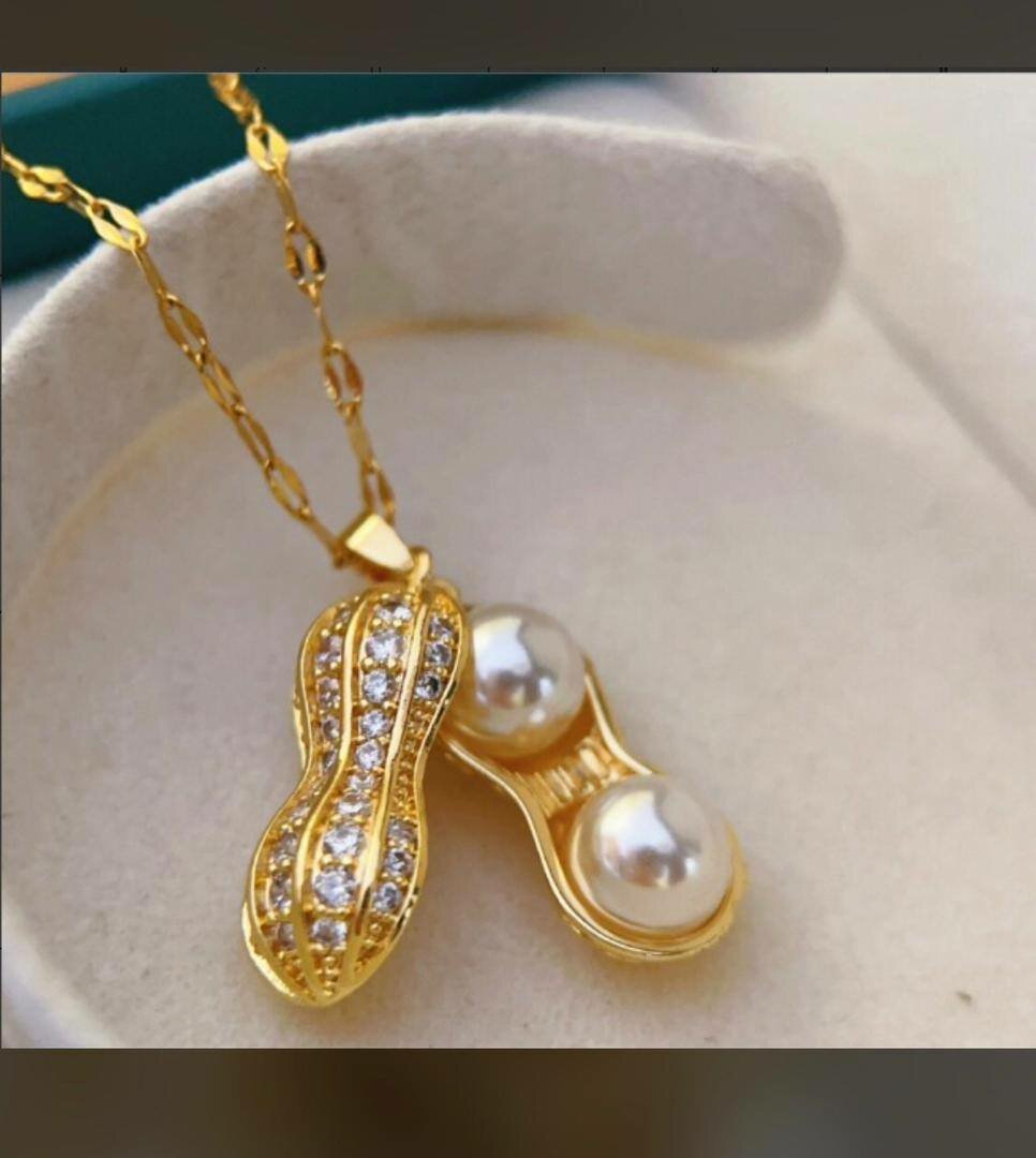 Elegant Gold Peanut Necklace