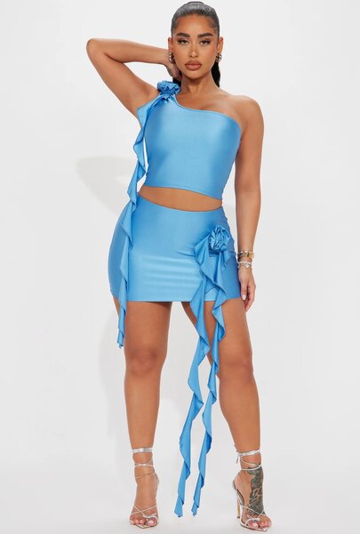 Ensemble bleu asymétrique chic