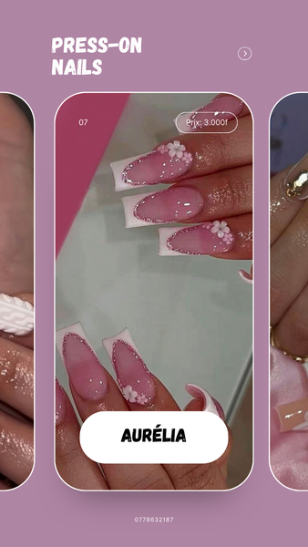 Floral Pink Press-On Nails