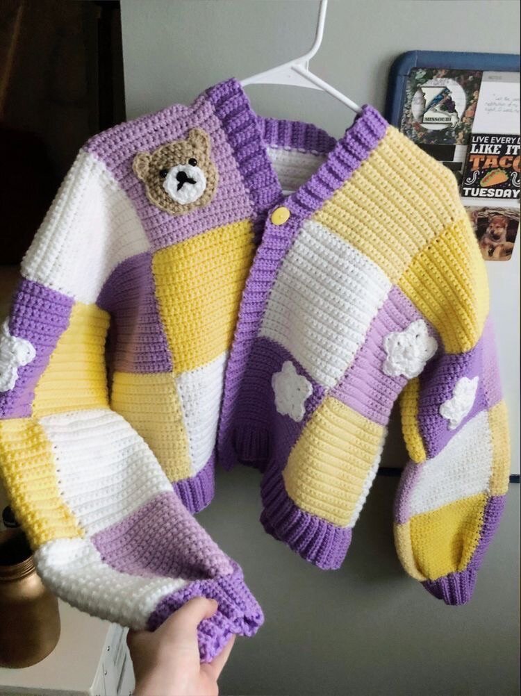 Cardigan tricot patchwork