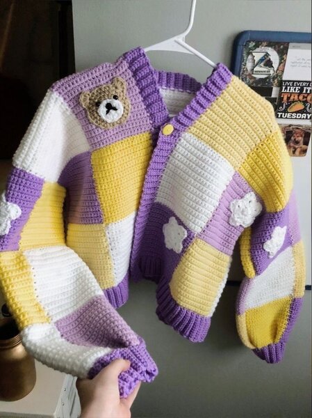 Cardigan tricot patchwork