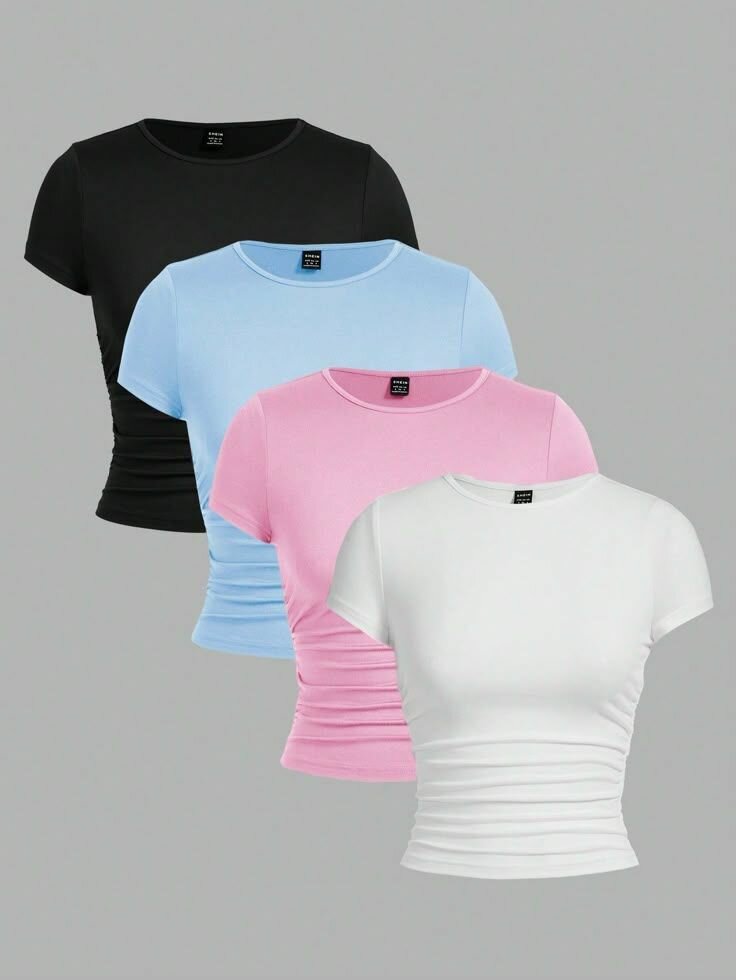 Lot de t-shirts froncés colorés