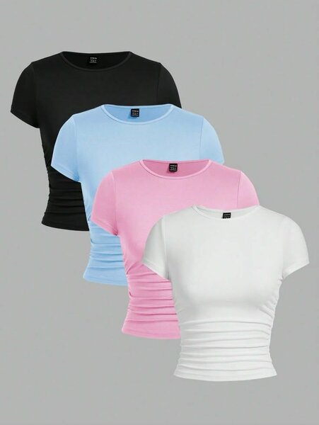 Lot de t-shirts froncés colorés