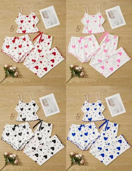 Pyjama d'été à motifs cœur