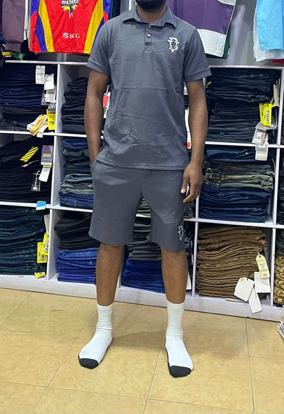 suit t-shirt with shorts gray
