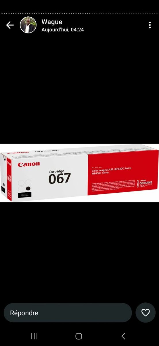 Cartouche d'encre canon 067 noire