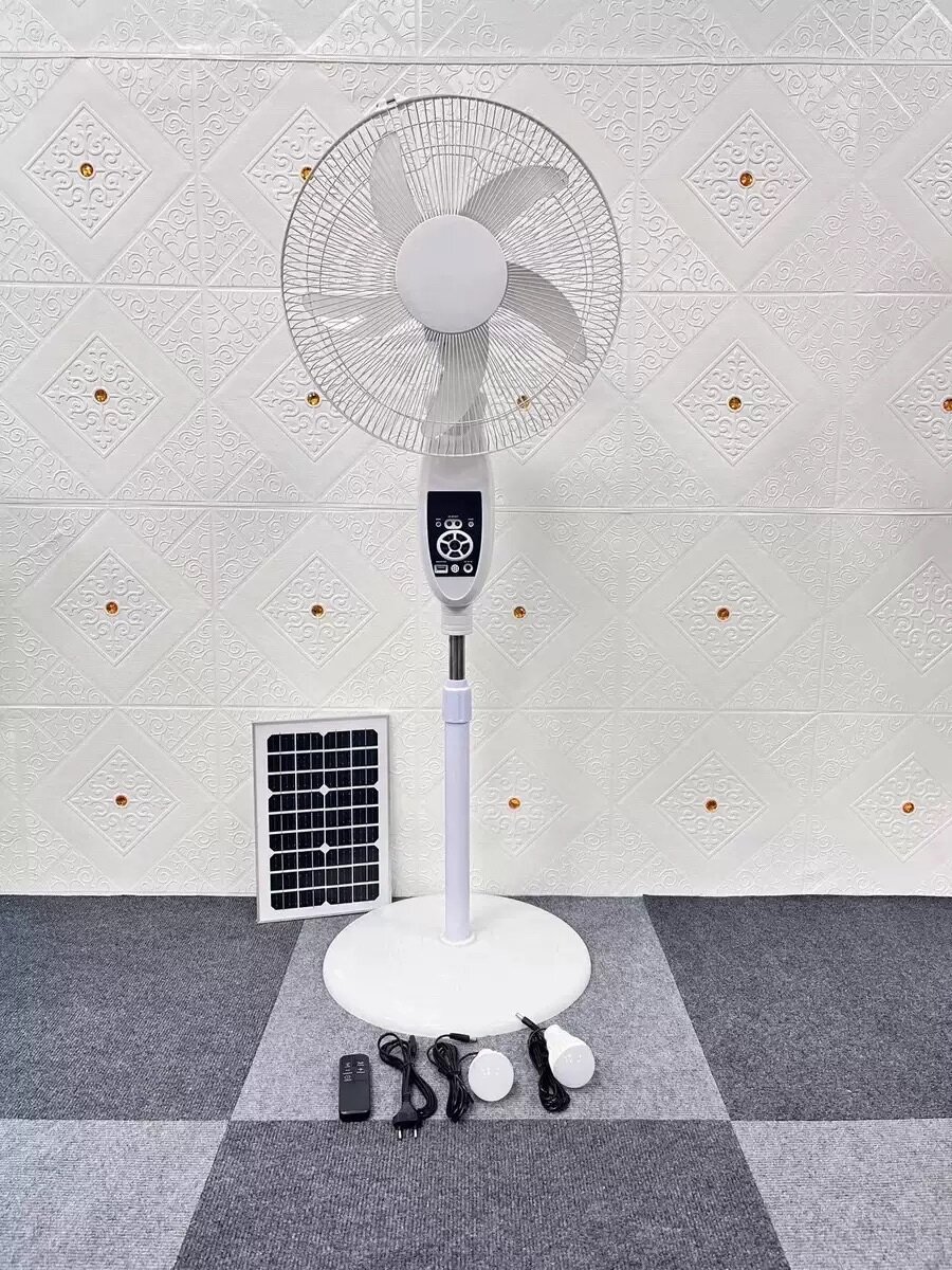 Rechargeable stand fan with solar panel