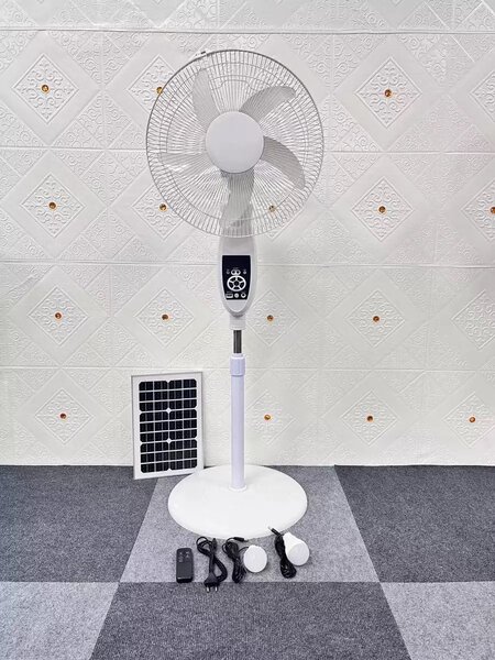 Rechargeable stand fan with solar panel