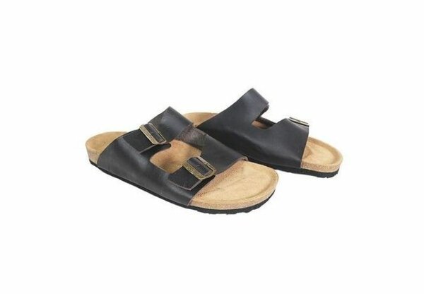 Sol Amass Double Strap Leather Slippers - Black