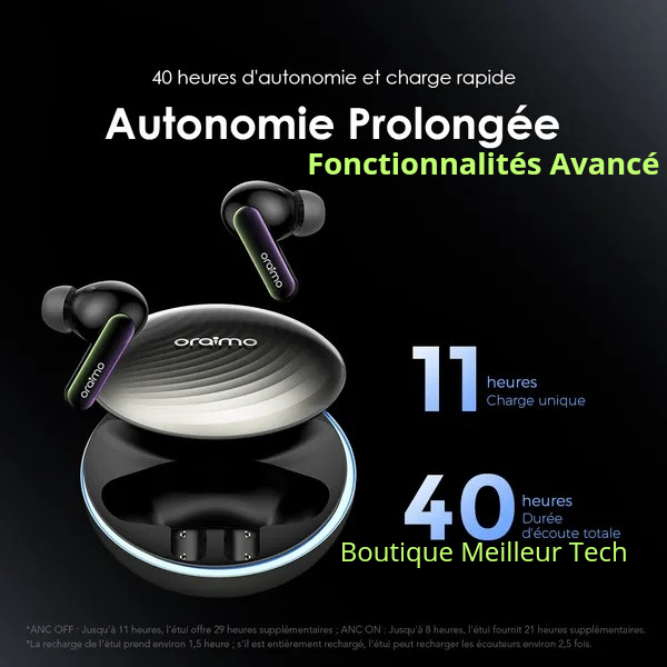Oraimo Bluetooth SpaceBuds Réduction Bruit 50- Qualité Pure
