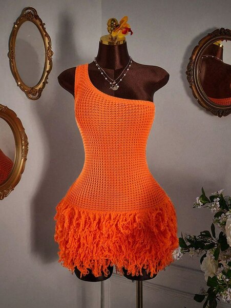 Robe Orange Bohème Tricotée