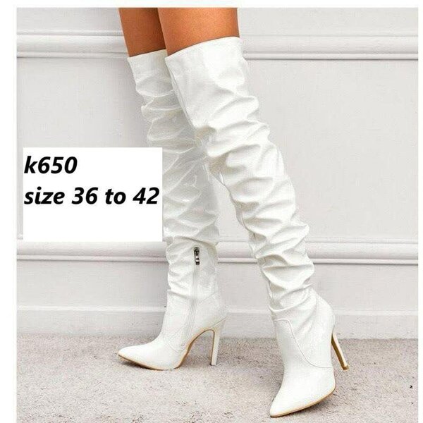 Long white boots