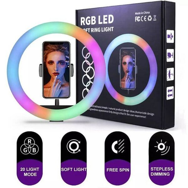 RING LIGHT 14 POUCES + TREPIEDS ANNEAUX LIMINEUX MULTICOLORE