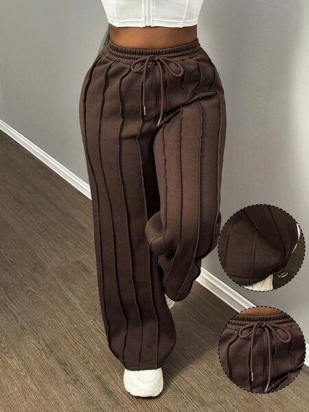 Pantalon large femme marron