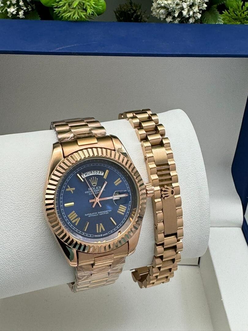 Rolex chain watch and bracelet set