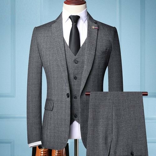 Brand Fashion Men 's Slim Fit Business Suit Men Fashion 3 Pi