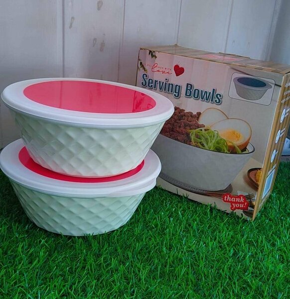 2Pcs CERAMIC FUFU BOWLS WITH SILICON LID