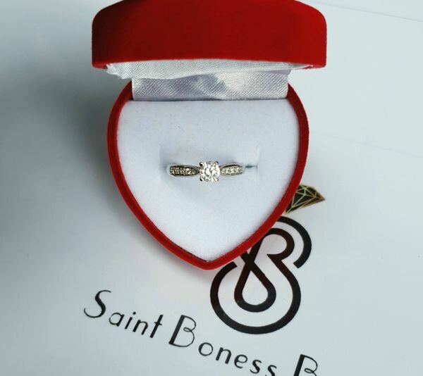 Bague de fiançaille or gris et zirconium