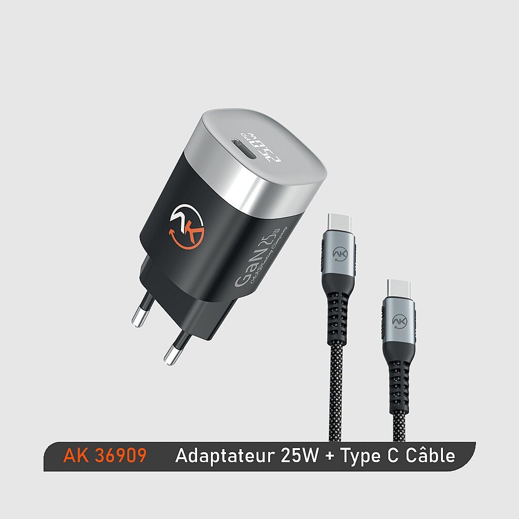 Adaptateur PD 25W AK-36909 Avec Câble (Type C)