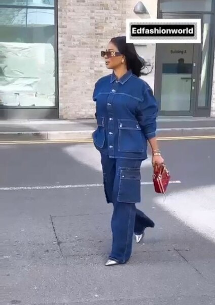 Ladies solid jeans top and down