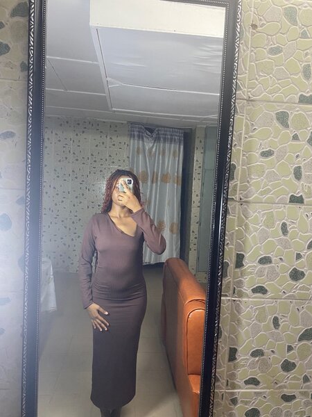 Robe longue élégante marron